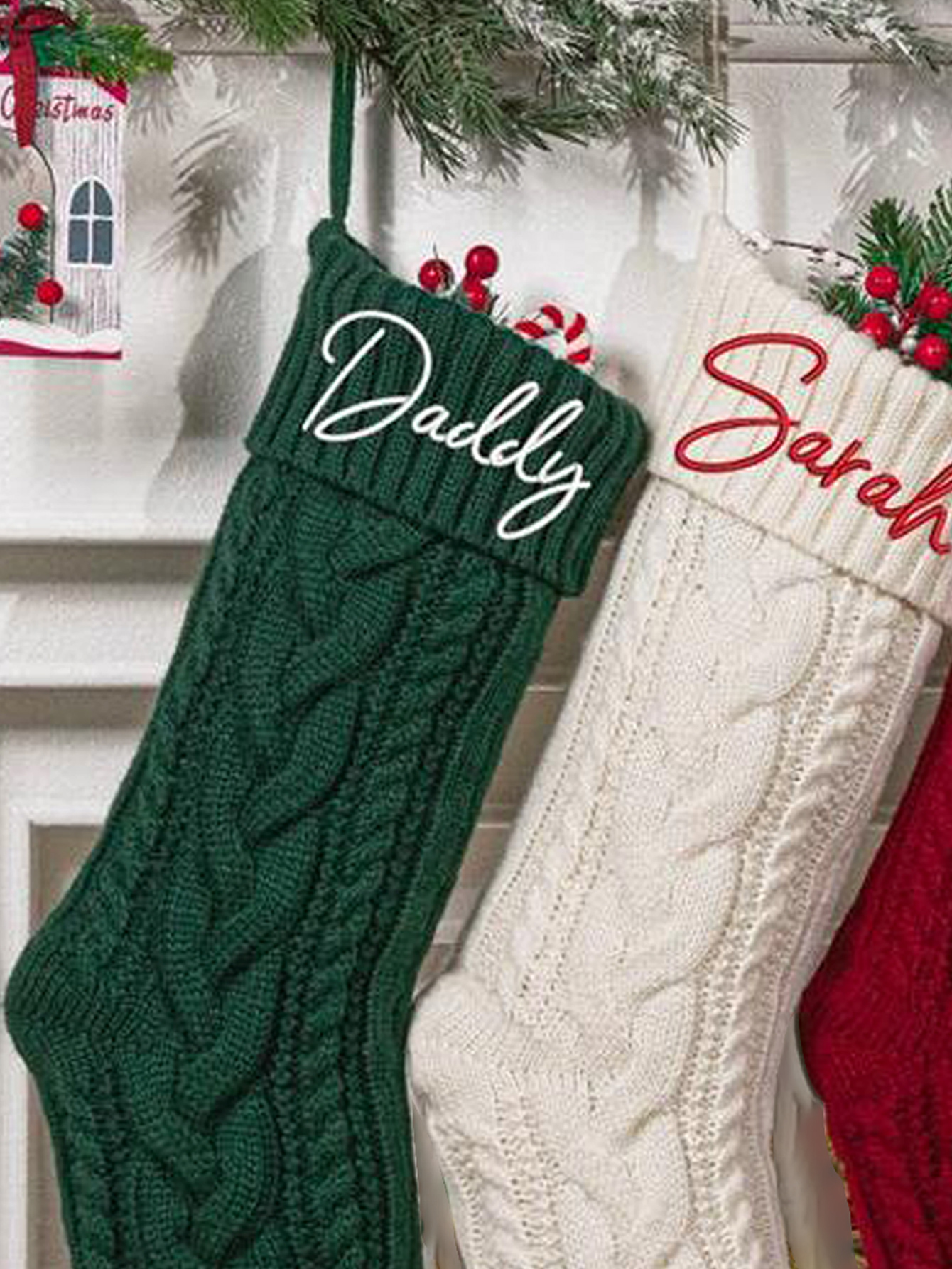 Personalized Embroidered Christmas Knit Stockings